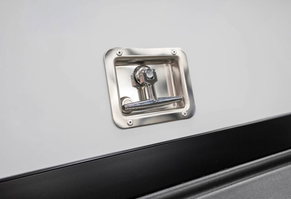 LEER 180CC Commercial Truck Cap Ford Maverick Close Up Rear Door