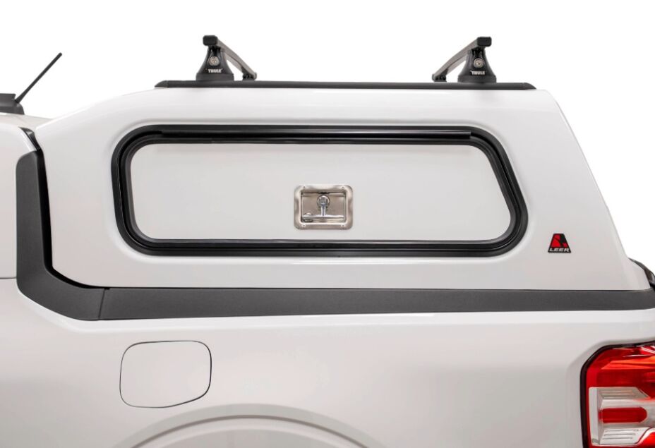 LEER 180CC Commercial Truck Cap Ford Maverick Close Up Side Door