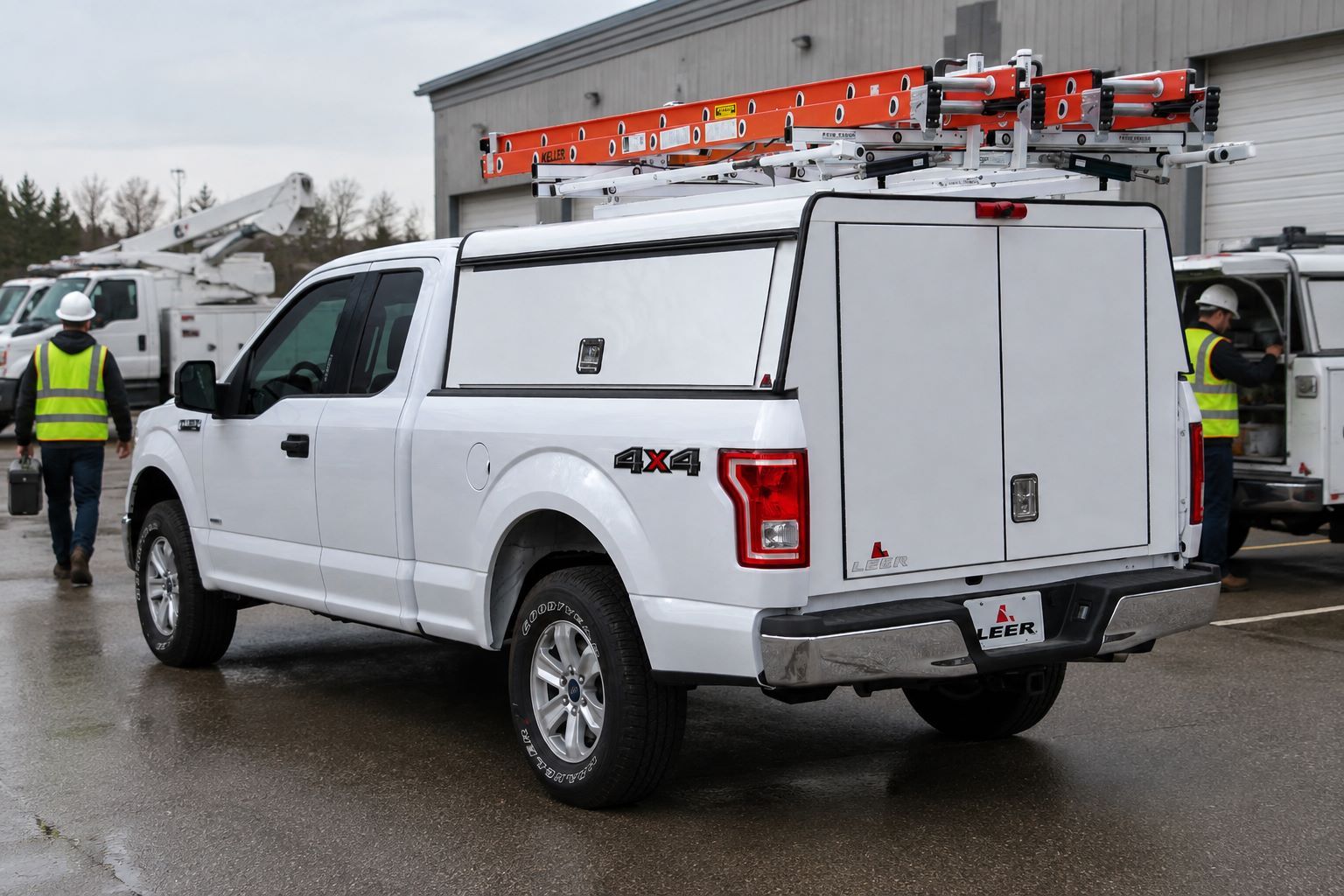 LEER aluminum truck cap utility and service application