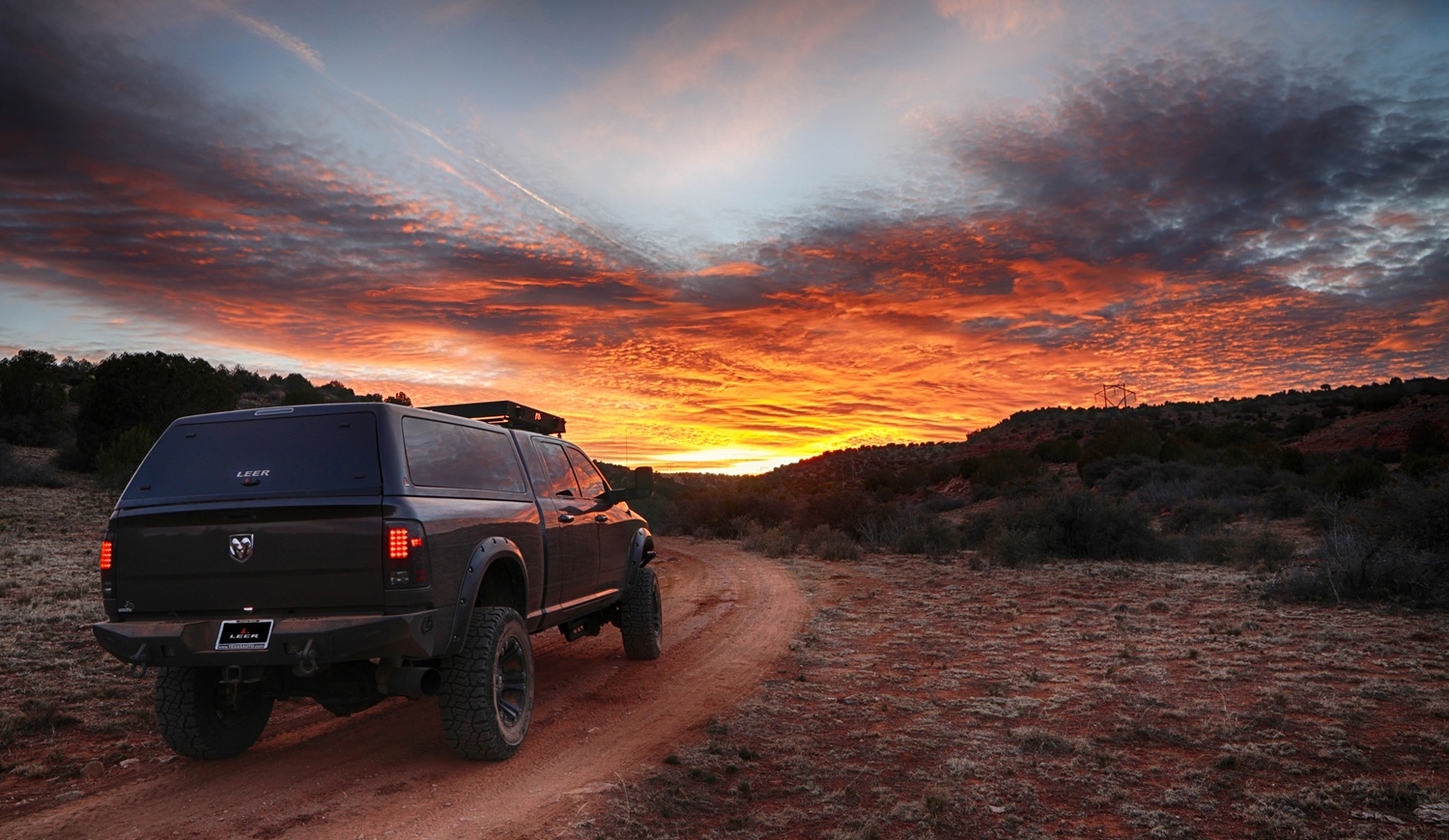 LEER truck cap at sunset