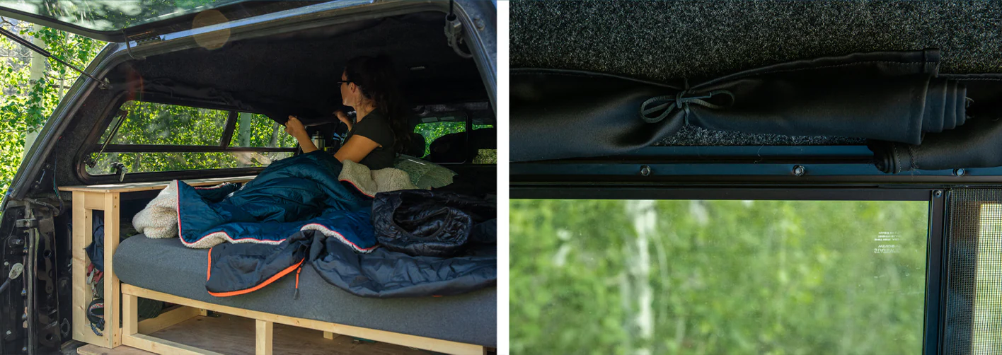 LEER Truck Cap with Blackout Curtains